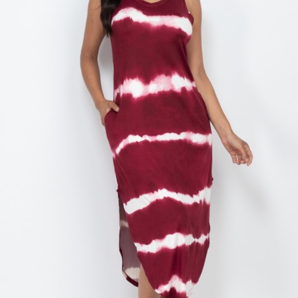 Stripe Tie Dye Printed Pocket Dress
